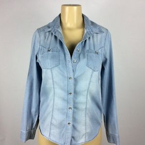 Guess Denim Button Down Long Sleeve Shirt